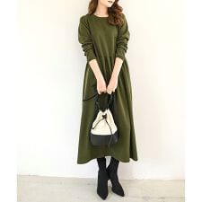 ウエスト切替ロングワンピース