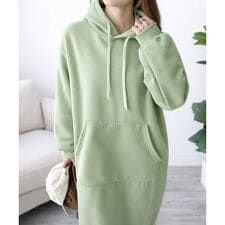 裏起毛フード付きロングワンピース