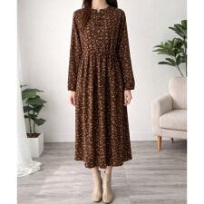 クラシカル小花柄ロングワンピース