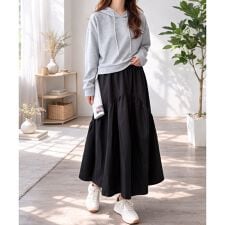 ボリュームフレア切替ロングスカート