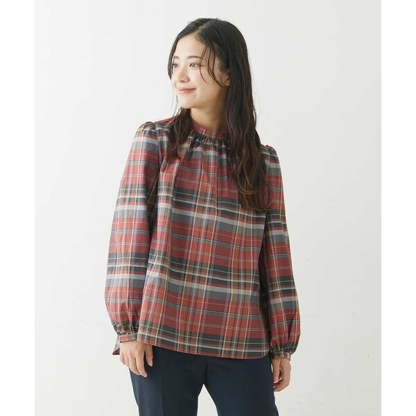 小さいサイズ】チェック柄ギャザーブラウス/洗える | MK ミッシェル