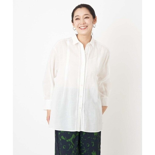 接触冷感]ランダムストライプフレアスリーブブラウス | ジョルジュ