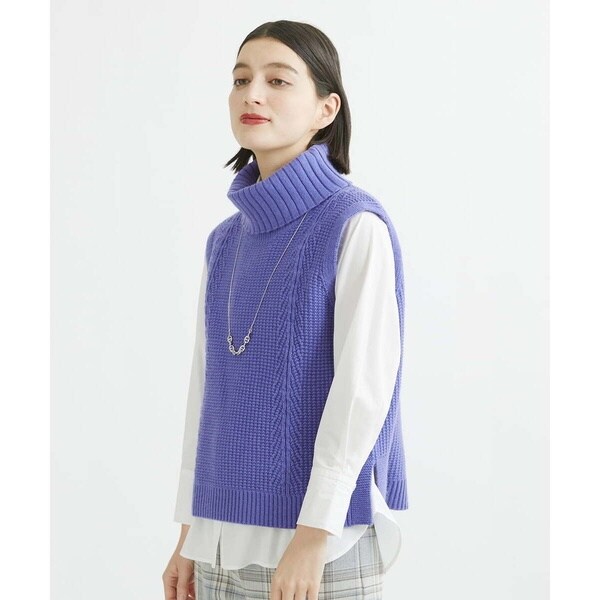ES RECH / ジョルジュ・レッシュ カノコ編オフタートルニットベスト カノコ編オフタートルニットベスト | GEORGES RECH (Women