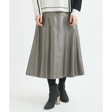 エコレザーメタリックAラインロングスカート