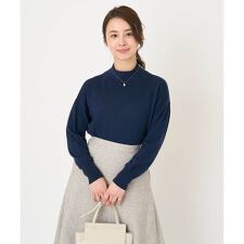 【小さいサイズ】ハイネックAラインニットチュニック/洗える