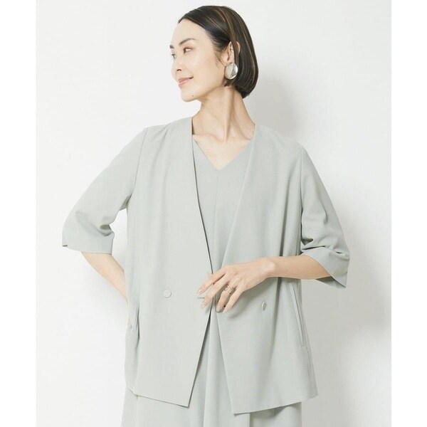 ミッシェルクラン（MICHEL ）/[小さいサイズ]5分丈袖ノーカラージャケット 小さいサイズ]5分丈袖ノーカラージャケット | ミッシェルクラン(MICHEL