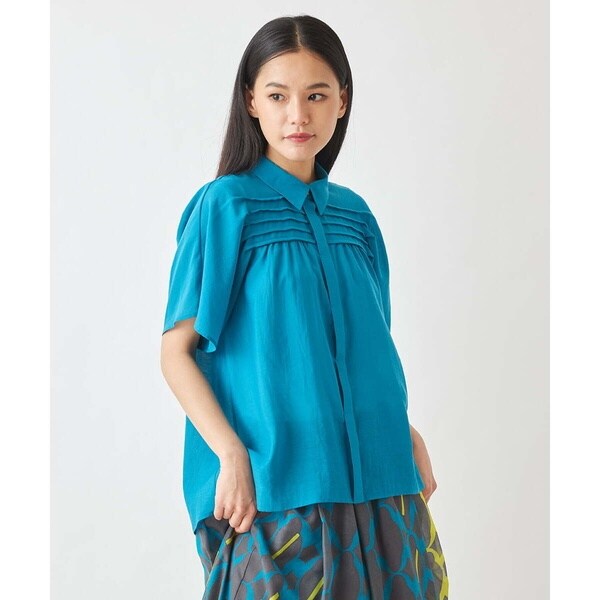 【小さいサイズ】ピンタックボーダーデザインブラウス