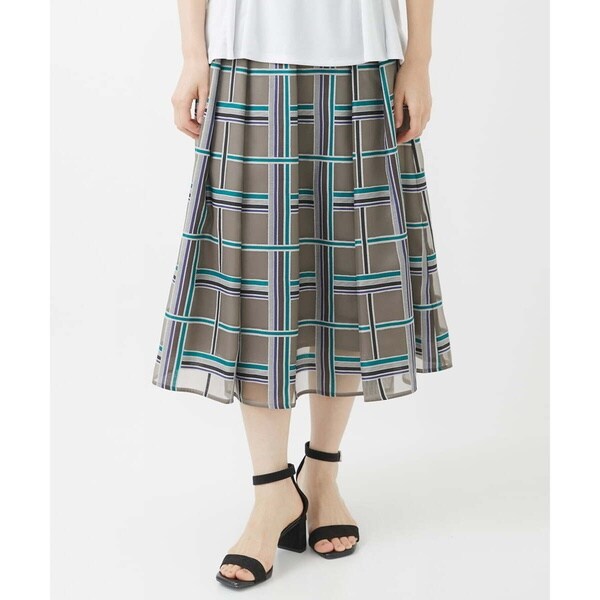 ジョルジュ・レッシュ] セットアップ対応 千鳥格子柄スカート ブルー系