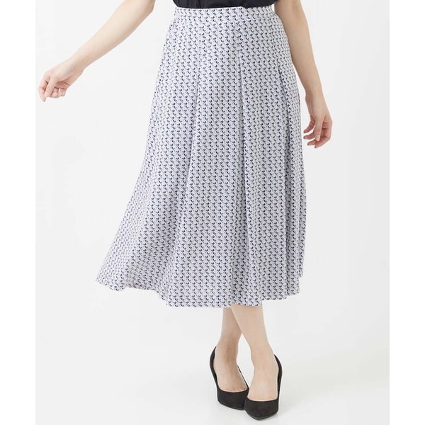 【小さいサイズ】幾何柄ジャージータックフレアスカート/洗える