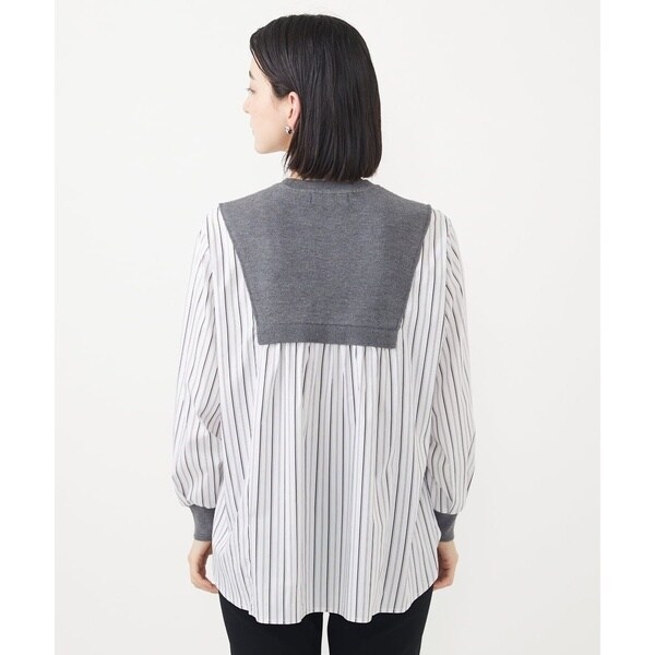 ニットベスト付きチェックコンビブラウス Nadana ブラウス シャツ ニットベスト付きチェックシャツ レディース