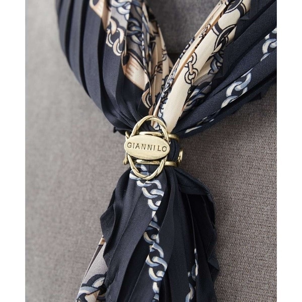 ロープ柄シュシュヘアゴムコットンスカーフ風ホワイトゴールド