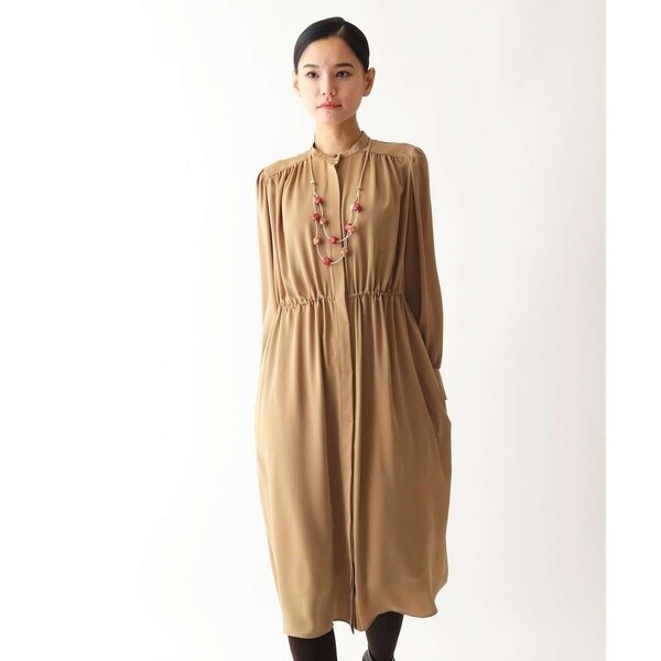 コートインでもすっきり◎】チェック柄ニットドッキングワンピース