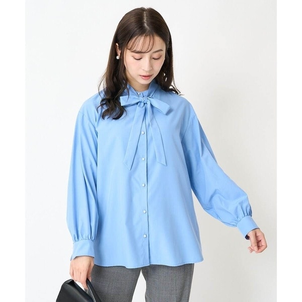 小さいサイズ】リボンタイ付きパール調釦ブラウス/洗える | MK