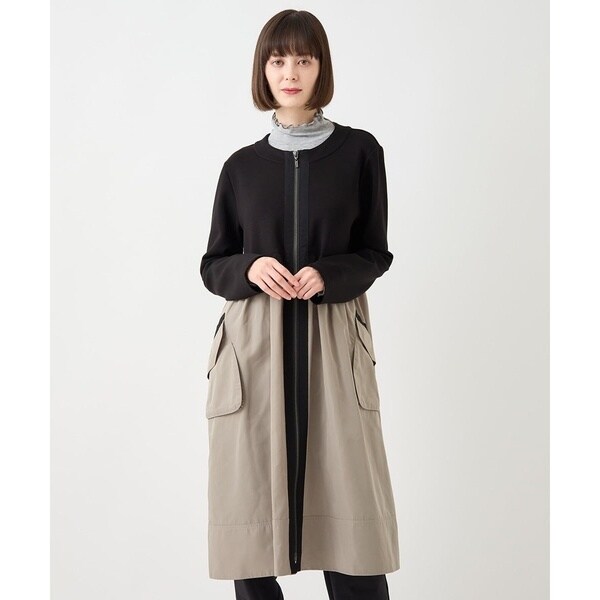 ヒロコビズタフタジョイントフロントジップワンピース 小さいサイズ/洗える】タフタジョイントフロントジップ