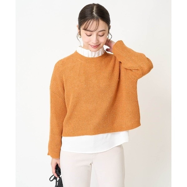 【小さいサイズ】スパンコールmixショート丈ニット/洗える