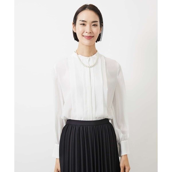 ミッシェルクラン（MICHEL ）/[小さいサイズ]バンドカラータックブラウス 小さいサイズ]バンドカラータックブラウス | ミッシェルクラン(MICHEL