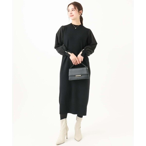 小さいサイズ】タフタスリーブニットワンピース/洗える | MK