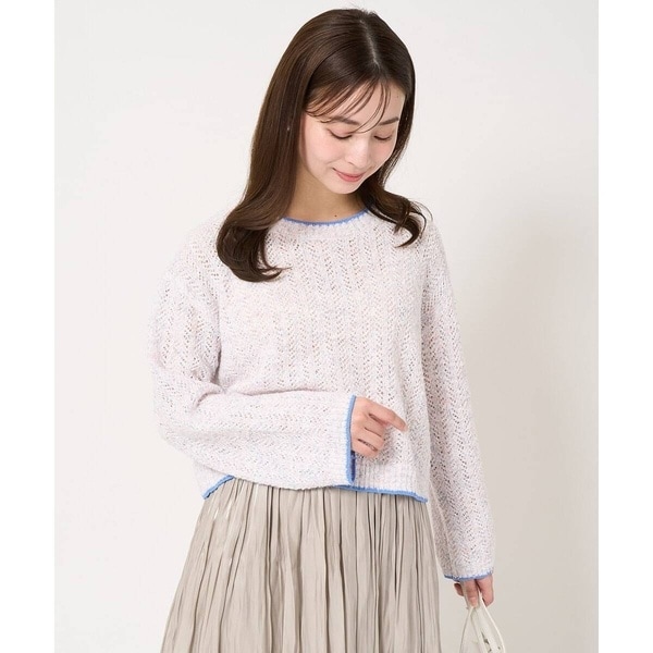 小さいサイズ】ボリュームスリーブVネックラメニット/洗える | MK