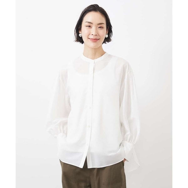 小さいサイズ]バンドカラータックブラウス | ミッシェルクラン(MICHEL