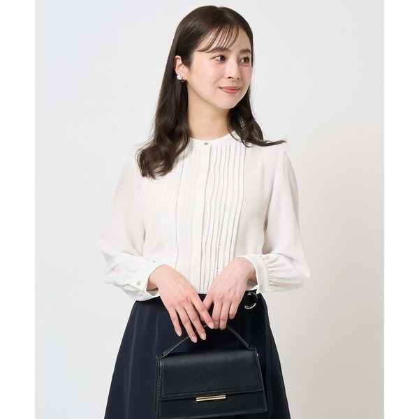 小さいサイズ】ピンタックデザインジョーゼットブラウス/洗える