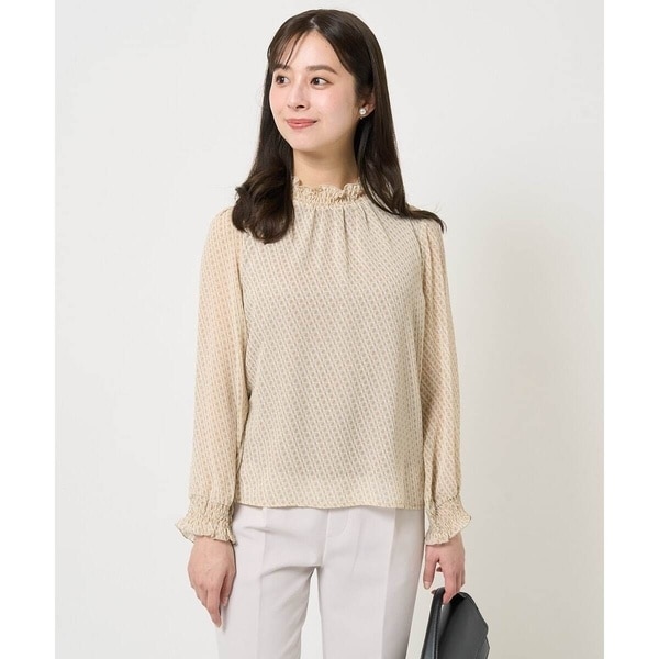 MK MICHEL  / エムケーミッシェルクラン 幾何柄シフォンスタンドカラーブラウス/洗える 幾何柄シフォンスタンドカラーブラウス／洗える | MK MICHEL