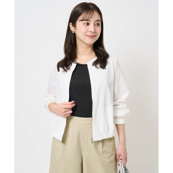 【2023ss】スローブイエナ リバー ノーカラーブルゾン ジャケット ネイビー SLOBE IENA（スローブイエナ）の「リバーノーカラーブルゾン（その他