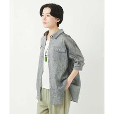 先染めボイルワッシャーブラウス