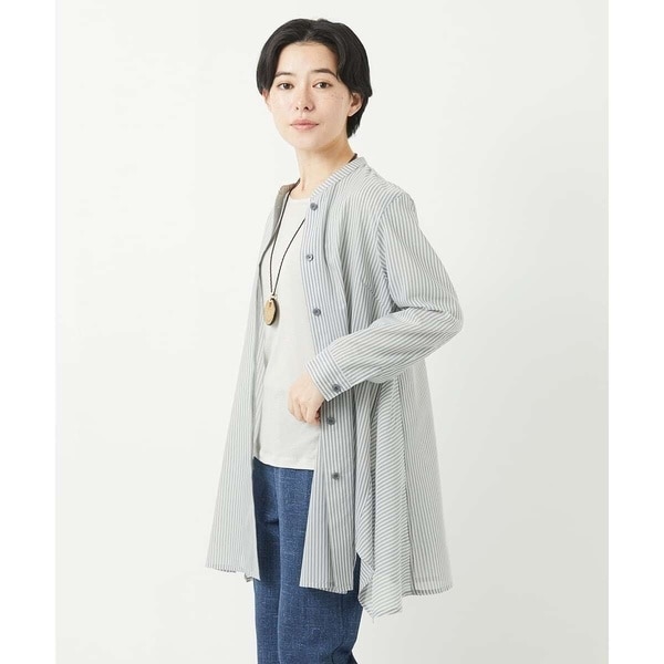 ジャンニ・ロ・ジュディチェ（GIANNI LO GIUDICE）/オーガニックコットンストライプチュニック丈ブラウス オーガニックコットンストライプチュニック丈ブラウス | ジャンニ・ロ