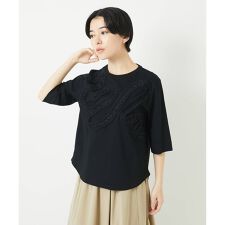 チュールテープライン7分袖カットソー