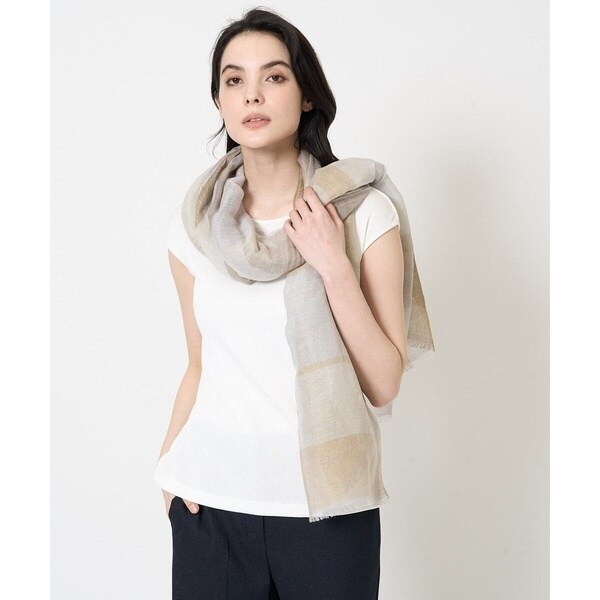 リネンコットンチェックストール