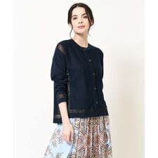 [吸水速乾･接触冷感]透かしデザインニットカーディガン