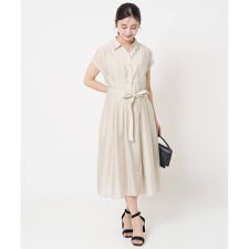 【小さいサイズ】ベルト付きフレンチスリーブワンピース/洗える