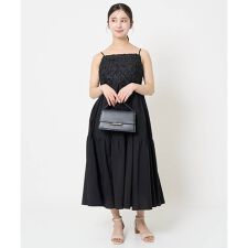 【小さいサイズ】フラワー3D刺繍ティアードキャミワンピース/洗える