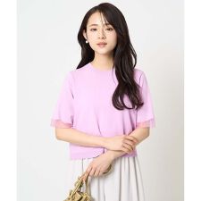 【小さいサイズ】袖シアークロップドニット/接触冷感/UVカット/洗える