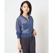 【小さいサイズ】シアーニットブルゾン/接触冷感/洗える
