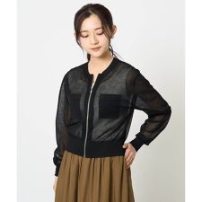 【小さいサイズ】シアーニットブルゾン/接触冷感/洗える