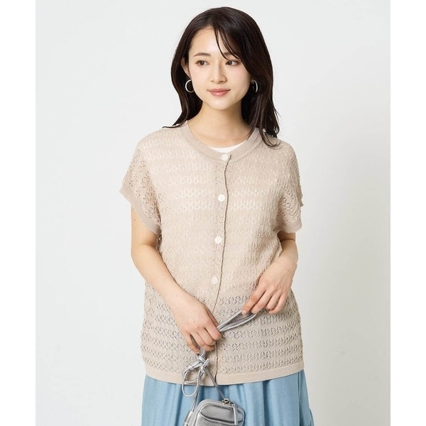小さいサイズ】ペプラムオーガンジー切替えニット/洗える | MK