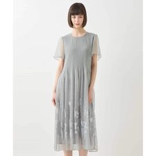 【小さいサイズ】ドットフラワーシャーリング切り替えワンピース