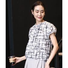 [小さいサイズ]かすれチェック柄ノースリーブプルオーバー(セットアップ対応)