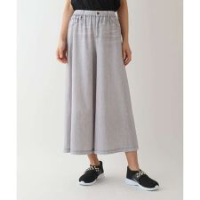 【小さいサイズ/洗濯機で洗える】デニムプリントストレッチガウチョパンツ