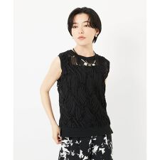 [2点セット]チュールテープ刺繍タンク付きノースリーブプルオーバー