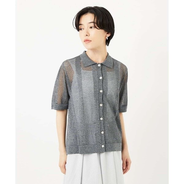 ラメ襟付きシアーメッシュニット羽織 | ジョルジュ・レッシュ(GEORGES