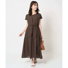 【小さいサイズ】Vネックフレンチスリーブワンピース/洗える