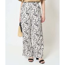 【小さいサイズ】フラワー柄ワイドパンツ/洗える