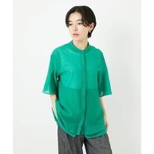[日本製]シアーティアードバンドカラーブラウス