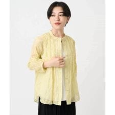 【小さいサイズ】ドットシアータックロングシャツ