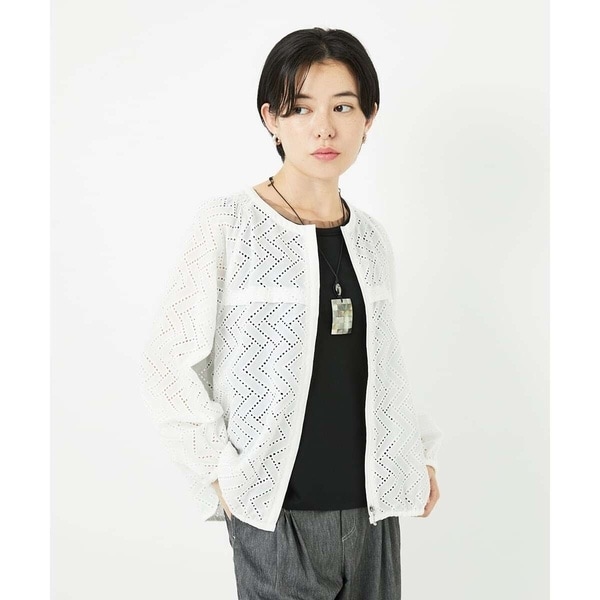 ボーダー柄ノーカラーブラウス羽織 | ジャンニ・ロ・ジュディチェ