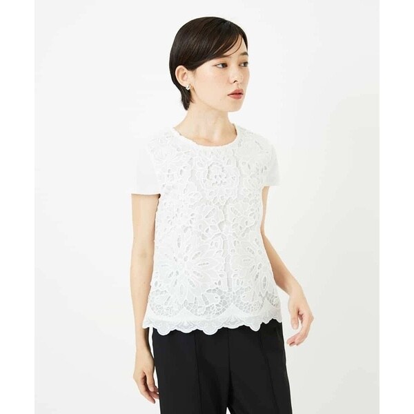 小さいサイズ】ウォーターカラーフラワープリントカットソー