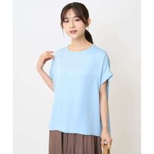 【小さいサイズ】マットサテンTブラウス/接触冷感/洗える