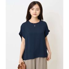 【小さいサイズ】マットサテンTブラウス/接触冷感/洗える